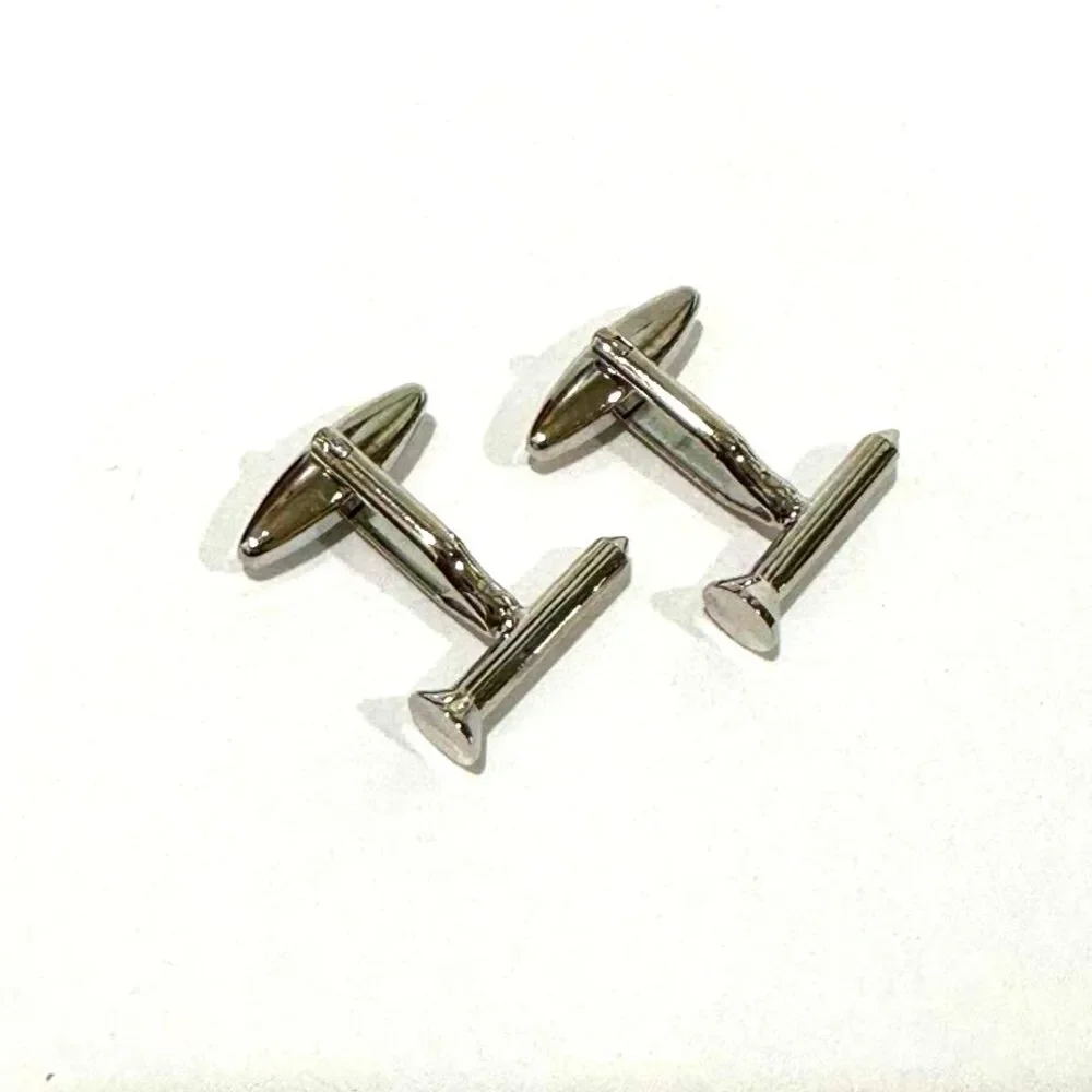 Polished Silver-Tone Golf Tee Cufflinks